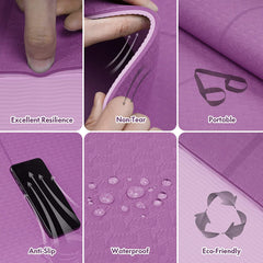 FrenzyBird 6mm TPE Yoga Mat with Carrying Strap and Alignment System - Deep Purple