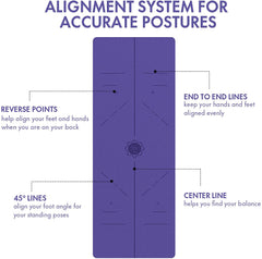 FrenzyBird 6mm TPE Yoga Mat with Carrying Strap and Alignment System - Violet