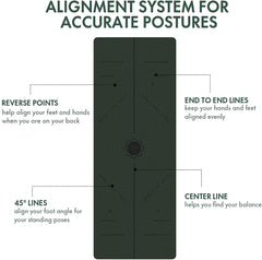 FrenzyBird 6mm TPE Yoga Mat with Carrying Strap and Alignment System - Dark Green
