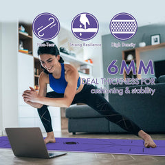 FrenzyBird 6mm TPE Yoga Mat with Carrying Strap and Alignment System - Violet