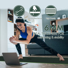 FrenzyBird 6mm TPE Yoga Mat with Carrying Strap and Alignment System - Dark Green
