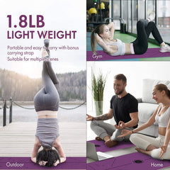 FrenzyBird 6mm TPE Yoga Mat with Carrying Strap and Alignment System - Deep Purple