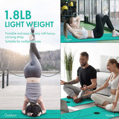 FrenzyBird 6mm TPE Yoga Mat with Carrying Strap and Alignment System - Green