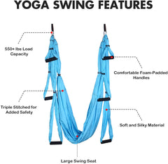 FrenzyBird Yoga Swing Yoga Flying Yoga Hammock with Ceiling Anchors for Gym Home Hanging - Blue