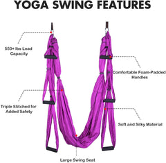 FrenzyBird Yoga Swing Yoga Flying Yoga Hammock with Ceiling Anchors for Gym Home Hanging - Purple