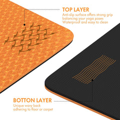 FrenzyBird 6mm TPE Yoga Mat with Carrying Strap and Alignment System - Orange