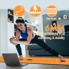 FrenzyBird 6mm TPE Yoga Mat with Carrying Strap and Alignment System - Orange