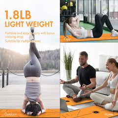 FrenzyBird 6mm TPE Yoga Mat with Carrying Strap and Alignment System - Orange