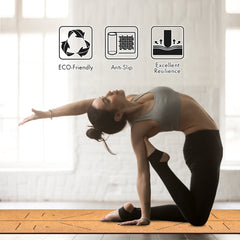 FrenzyBird 5mm Cork Yoga Mat with Carrying Strap and Alignment System