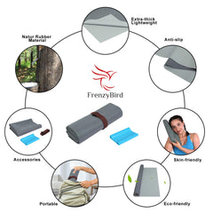 FrenzyBird 1mm Travel Yoga Mat/Towel with Mat Bind and Elastic String - Gray