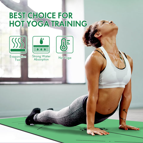 FrenzyBird 5mm PU Rubber Yoga Mat with Carrying Strap and Alignment System - Blackish Green