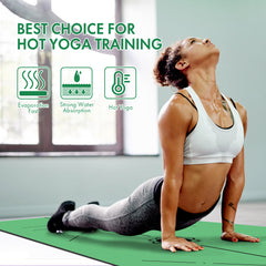 FrenzyBird 5mm PU Rubber Yoga Mat with Carrying Strap and Alignment System - Blackish Green