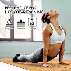 FrenzyBird 5mm Cork Yoga Mat with Carrying Strap and Alignment System