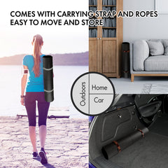 FrenzyBird 5mm PU Rubber Yoga Mat with Carrying Strap and Alignment System - Black