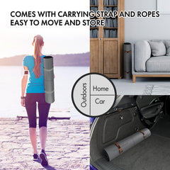 FrenzyBird 5mm PU Rubber Yoga Mat with Carrying Strap and Alignment System - Gray
