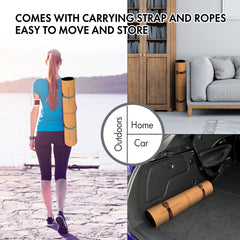 FrenzyBird 5mm Cork Yoga Mat with Carrying Strap and Alignment System
