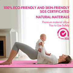 FrenzyBird 5mm PU Rubber Yoga Mat with Carrying Strap and Alignment System - Rose Red