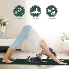 FrenzyBird 6mm TPE Yoga Mat with Carrying Strap and Alignment System - Dark Green