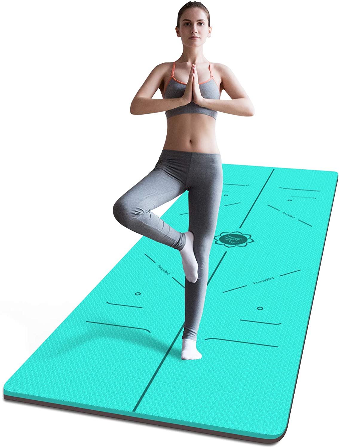  Heathyoga Eco Friendly Non Slip Yoga Mat, Body Alignment  System, SGS Certified TPE Material